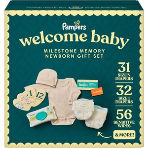 image:imagePampers Gift Set Disposable Diapers Sensitive Wipes amp Milestone Gifts