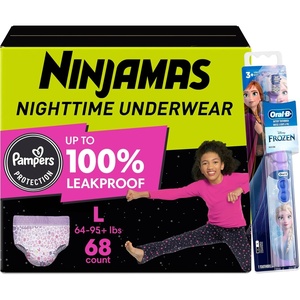 image:imagePampers Ninjamas  OralB Toothbrush Nighttime Training Pants Girls 88 Count Size SM amp OralB Power Kids Toothbrush Disneys FrozenLarge Girls