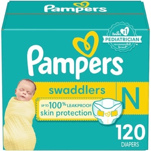 image:imagePampers Swaddlers Diapers Newborn  Size 0 120 Count Ultra Soft Disposable Baby Diapers