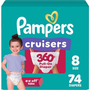 image:imagePampers Diapers  Cruisers 360  Size 8 74 Count up to 100 Leakproof Fit Designed for Active Babies Pull On Diaper