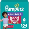 image:imagePampers Diapers  Cruisers 360  Size 8 60 Count up to 100 Leakproof Fit Designed for Active Babies Pull On DiaperSize 6