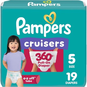 image:imagePampers Diapers  Cruisers 360  Size 8 60 Count up to 100 Leakproof Fit Designed for Active Babies Pull On DiaperSize 5
