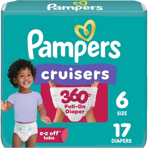 image:imagePampers Diapers  Cruisers 360  Size 8 60 Count up to 100 Leakproof Fit Designed for Active Babies Pull On DiaperSize 6