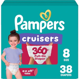 image:imagePampers Diapers  Cruisers 360  Size 8 60 Count up to 100 Leakproof Fit Designed for Active Babies Pull On DiaperSize 8