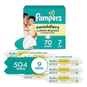 image:imagePampers Swaddlers Diapers Size 4 1534 lbs 120 Count  Sensitive Baby Wipes 504 Wipes Total 6X FlipTop Packs Packaging May VarySize 7  574